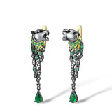 Boucles D'Oreilles Léopard Zircon Vert