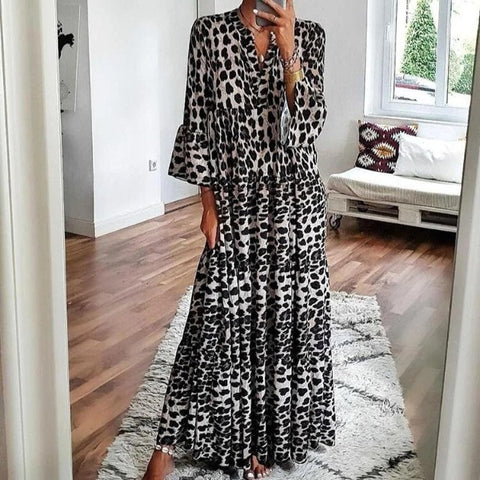 robe longue boheme leopard